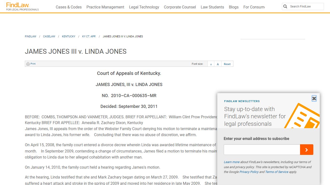 JAMES JONES III v. LINDA JONES | FindLaw